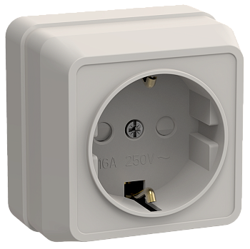 Розетка 1-местная ОУ РСш20-3-ОКм с з/з с защитной шторкой 16А ОКТАВА кремовый IEK