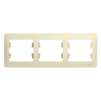 GLOSSA  Рамка горизонтальная 3-м . бежевый IP20 (уп.15шт) Schneider Electric