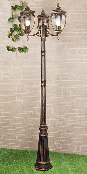 Уличный трехрожковый светильник 3*E27 черное золото IP44 Andromeda F/3 (a028000) Elektrostandard