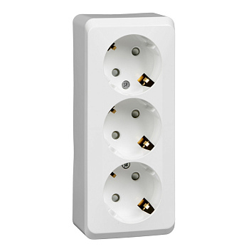 ЭТЮД Розетка 3 местная ОП с заземлением 16А белая IP20 Schneider Electric