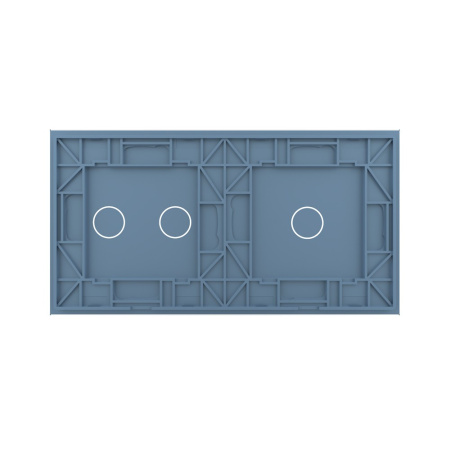 Панель для двух сенсорных выключателей, 3 клавиши (1+2), цвет синий, стекло Livolo