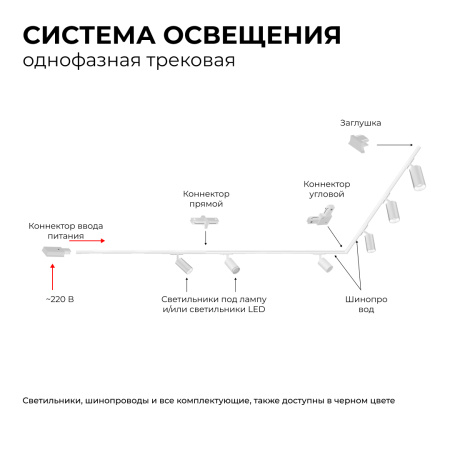 16-77 Светильник трековый, однофазный, под лампу, 230В/50Гц, GU10, max 35Вт, IP20, Φ55х100х152мм, белый, алюминий, с адаптером, лампа в комплект не вх