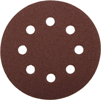 Круг шлифовальный "Мастер" универсальный, из абразивной бумаги на велкро основе, 8 отверстий, Р60, 125мм, 5шт ЗУБР