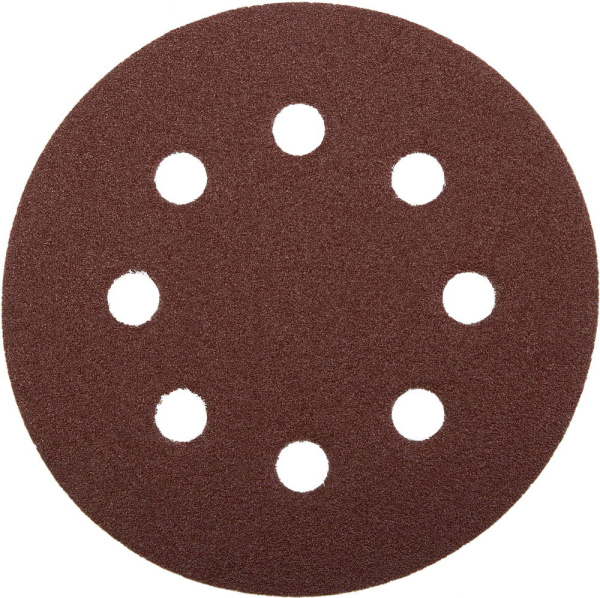 Круг шлифовальный "Мастер" универсальный, из абразивной бумаги на велкро основе, 8 отверстий, Р60, 125мм, 5шт ЗУБР
