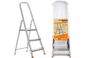 Стремянка алюминиевая СА3, 3 ступени, усиленный профиль h=570 мм, Народная TDM
