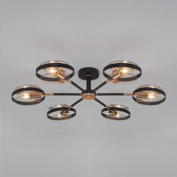 Потолочный светильник в стиле лофт 6*E14 60Вт золотой, черный IP20 Gallo (70121/6 черный) Eurosvet