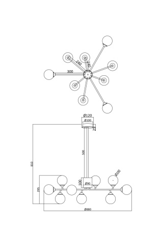 Люстра 9*G9 25Вт Матовое Золото IP20 Alexis FR5120PL-09G Freya
