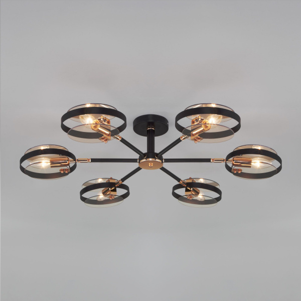Потолочный светильник в стиле лофт 6*E14 60Вт золотой, черный IP20 Gallo (70121/6 черный) Eurosvet