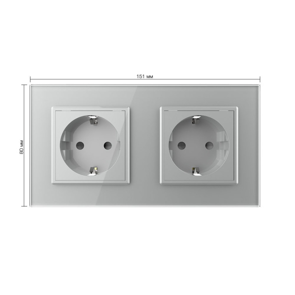 Розетка 2 модуля Серая Livolo