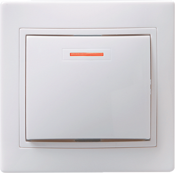 Выключатель 1-клавишный с индикацией ВС10-1-1-КБ 10А КВАРТА белый IEK