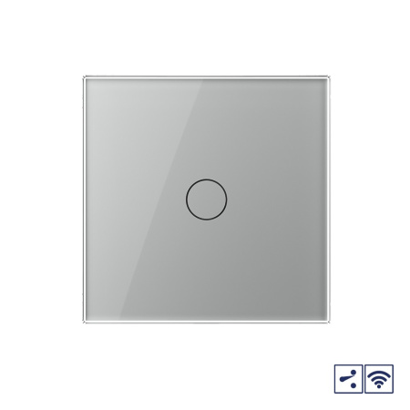 Сенсорный проходной радиоуправляемый выключатель 1 клавиша 1 пост Серый Livolo