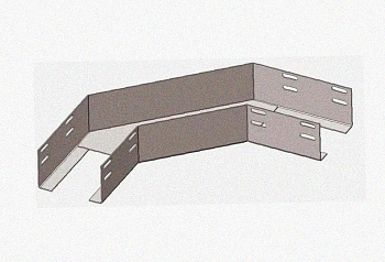 Лоток угловой глухой КГГ 200х65-135 УТ1,5 поворот на 135, оцинкованный лист S1,0