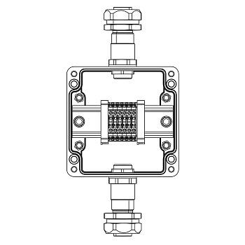 Взрывозащ. клемм. коробка из полиэстера TBE-P-03-(6xCBC.2)-1xKAEPM2MHK-20(A)(C)1Ex e IIC Т5 Gb / Ex tb IIIC T95°C Db IP66 / КЗ DKC