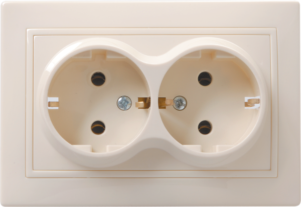 Розетка 2-местная РС12-3-Км с з/з без защитной шторки 16А керамика КВАРТА кремовый IEK