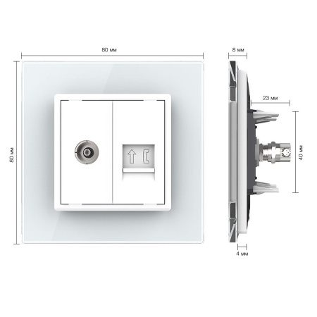 Розетка ТВ/ТЛФ Белая Livolo