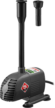 Насос фонтанный, ЗНФЧ-20-1.6, для чистой воды, напор 1,6 м, насадки: колокольчик, каскад, 28 Вт, 20 л/мин ЗУБР