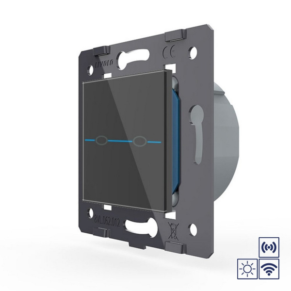 Сенсорный импульсный радиоуправляемый выключатель 2 клавиши Quadro (механизм) Livolo
