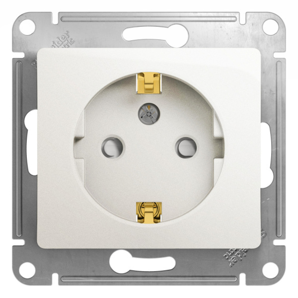 GLOSSA  Механизм розетки без лицевой панели СУ 1 м. с/з с защ.штор. 16А перламутр IP20 Schneider Electric