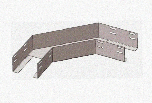 Лоток угловой замковый глухой КГЗГ 300х80-90 УХЛ1 поворот на 90, оцинкованный лист, S1,0