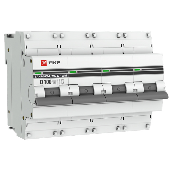 Выключатель автоматический ВА МОД 4П 100А D 10кА ВА 47-100M без теплового расцепителя PROxima EKF