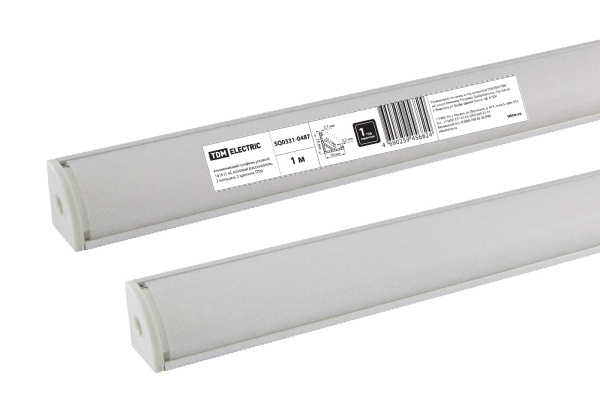 Алюминиевый профиль угловой 1616 (1 м), матовый рассеиватель, 2 заглушки, 2 крепежа TDM Алюминиевый профиль угловой 1616 (1 м), матовый рассеиватель, 2 заглушки, 2 крепежа TDM