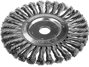 ЭКСПЕРТ. Щетка дисковая для УШМ, плетеные пучки стальной проволоки 0,5мм, 175х22мм ЗУБР