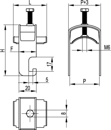 Держатель кабельный для крепления к профилю, д. 38-44 DKC