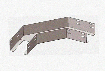 Лоток угловой замковый глухой КГЗГ 300х80-90 УТ1,5 поворот на 90, оцинкованный лист S1,5