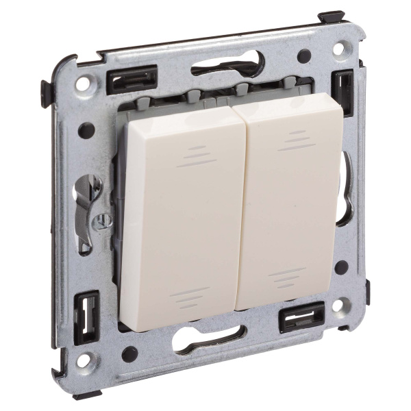 Переключатель двухклавишный в стену, "Avanti", "Ванильная дымка" DKC
