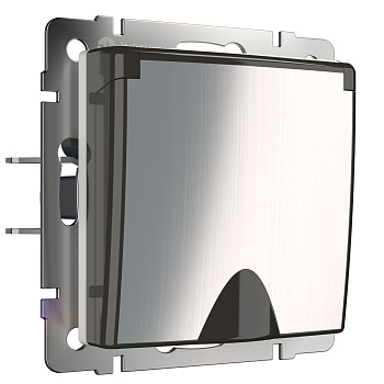 Розетка влагозащ. с зазем. с защит. крышкой и шторками (глянцевый никель) СУ IP44 Werkel