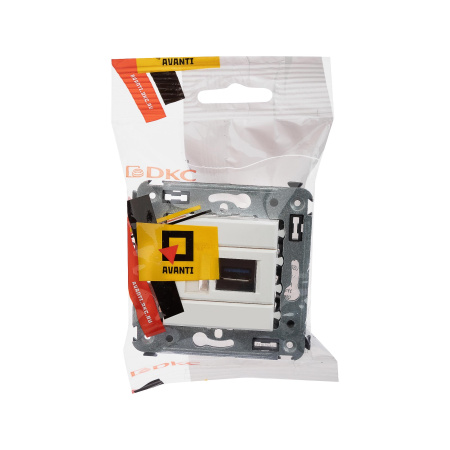 USB 3.0 розетка одинарная в стену, тип А-А, "Avanti", "Белое облако" DKC