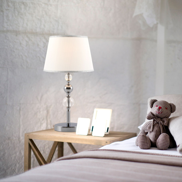 Настольная лампа с абажуром 1*E27 60Вт хром IP20 Sortino (01071/1 хром) Eurosvet