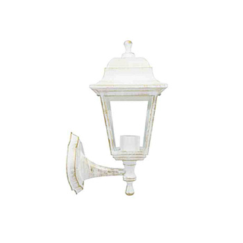 11-11 БЕЛ П (НБУ 04-60-001 ЛЕДА) Светильник-фонарь настенный белая патина 4-хгранный прозрач стекло APEYRON