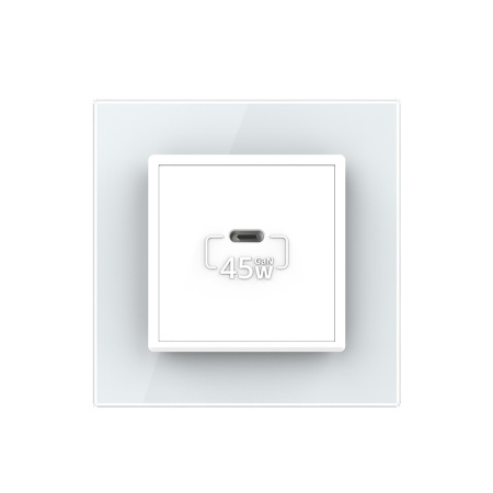Розетка USB type C с блоком питания 45W Livolo 1 пост Белая VL-C7VUC-2WP