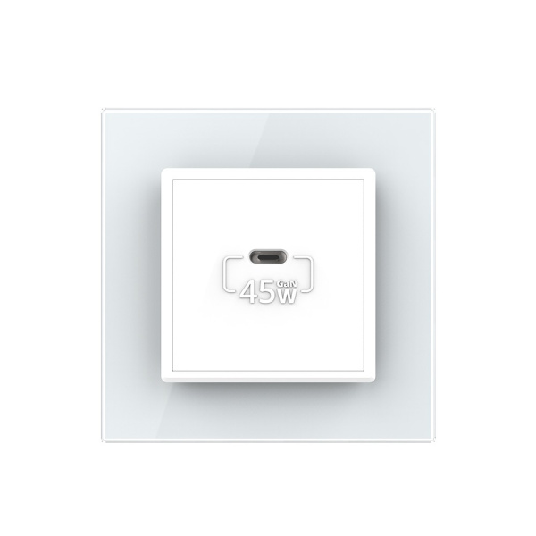 Розетка USB type C с блоком питания 45W Livolo 1 пост Белая VL-C7VUC-2WP