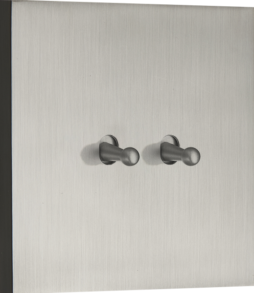 Donel N96 Переключатель на 2 тумблера, Каплевидный, 10AX 250V, Вороненая сталь, серия DT