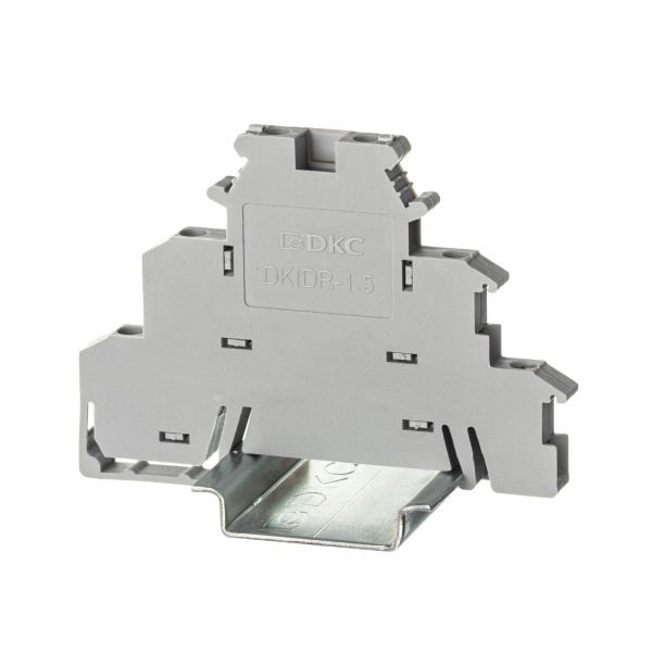 Клемма трехуровневая, винтовой зажим, 6 точек подключения, 2.5 кв.мм, серая DKC