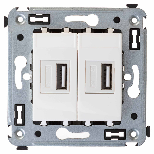 USB зарядное устройство в стену, "Avanti", "Белое облако" DKC