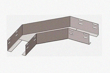 Лоток угловой замковый перфорированный двухканальный КГЗ-ДК 100х100-90 УХЛ1 поворот на 90, оцинкованный лист S1,2