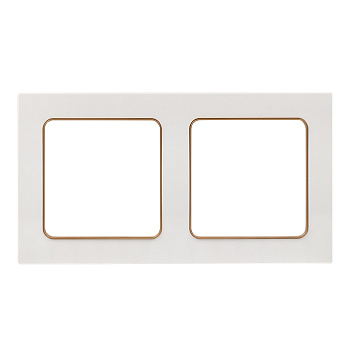 Стокгольм Рамка 2-местная белая с линией цвета шампань EKF