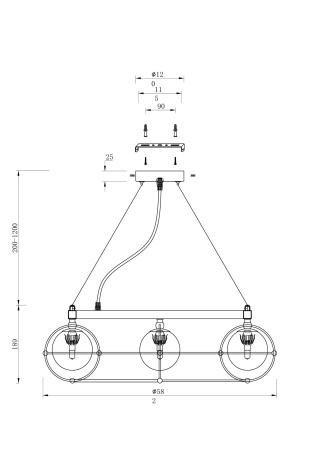 Подвесной светильник 8*G9 40Вт Золото и Хром IP20 Carcass MOD312PL-08GCH Maytoni