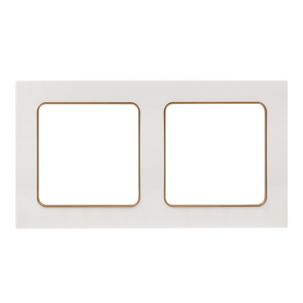 Стокгольм Рамка 2-местная белая с линией цвета шампань EKF