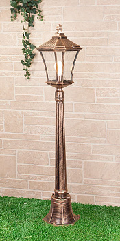 Уличный светильник на столбе 1*E27 черное золото IP44 Virgo F (a031929) Elektrostandard