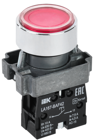 Кнопка управления LA167-BAF42 d=22мм 1р красная IEK