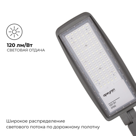 29-12 Светильник светодиодный, уличный, консольный с регулировкой наклона 150Вт, 230/50Гц, 18000лм, 5000К, IP66, КСС "Ш", 608х200х85мм, ø65... APEYRON