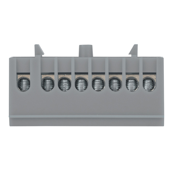 Шина "фаза" L (6х9мм) 8 отверстий латунь серый изолированный корпус на DIN-рейку PROxima EKF