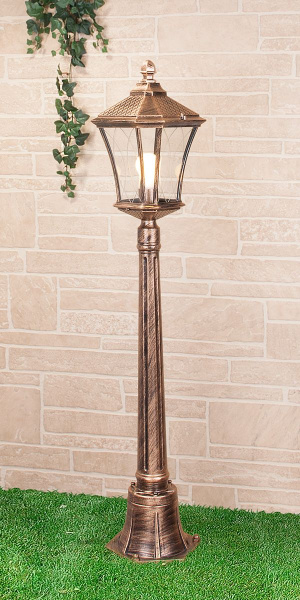 Уличный светильник на столбе 1*E27 черное золото IP44 Virgo F (a031929) Elektrostandard