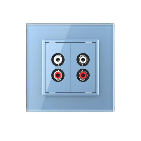 Розетка аудио RCA "2-ой тюльпан" двойная Синяя Livolo