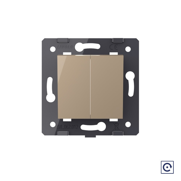 Двухклавишная механическая кнопка (звонок), цвет золотой (механизм) Livolo