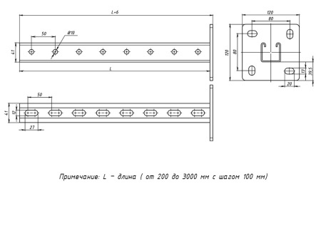 STRUT-стойка 41х41 мм, основание 1800 мм EKF STRUT-стойка 41х41 мм, основание 1800 мм EKF